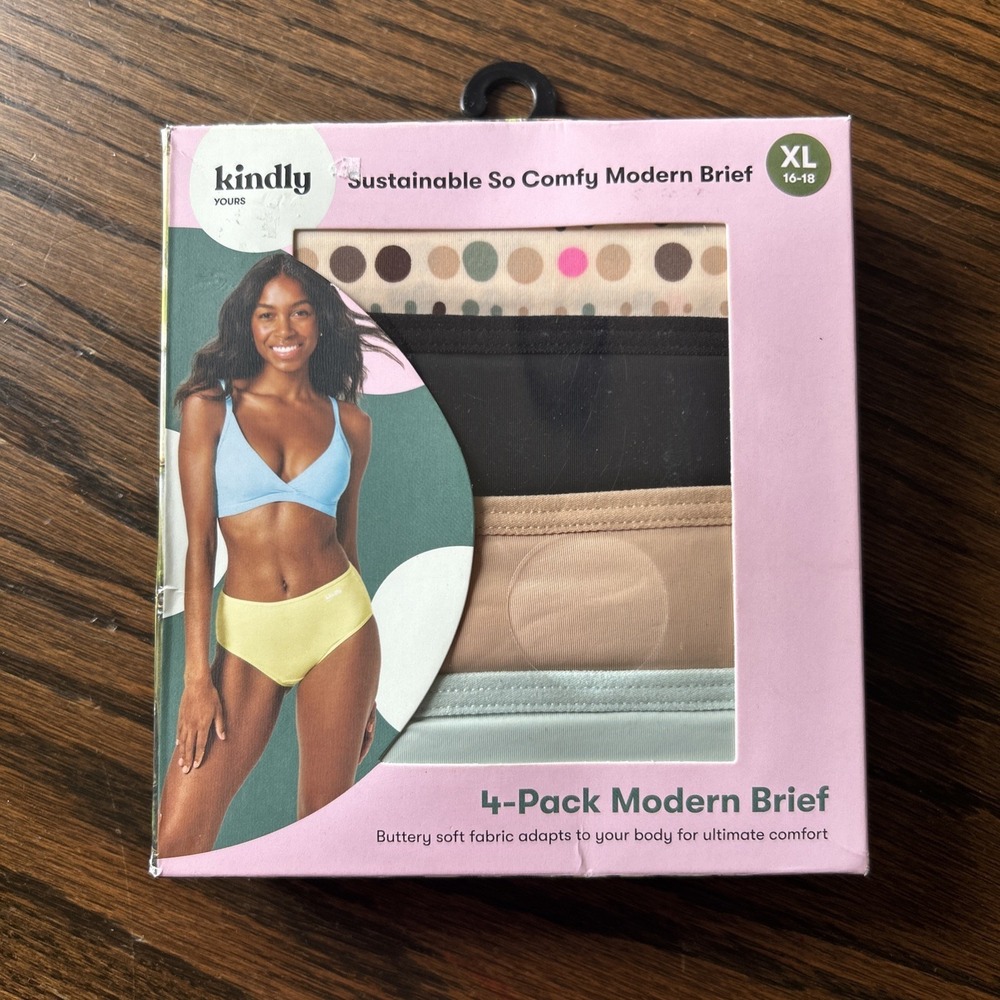KINDLY Yours Womens Size X-Large 4 Pack Modern Briefs Assorted Colors Polka Dots
